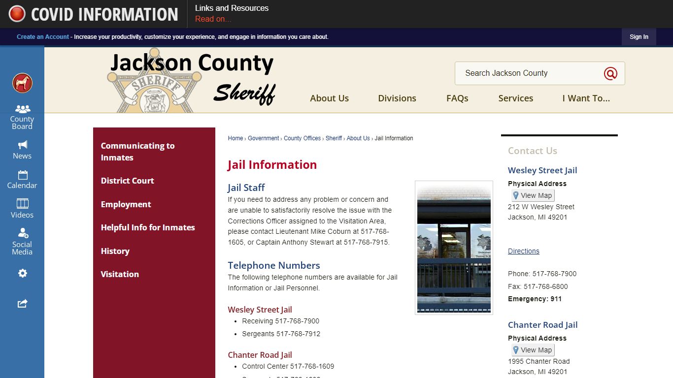Jail Information | Jackson County, MI